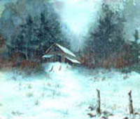 landscape portrait, landscape art, landscape artist,  barn, snow scene, snow landscape
